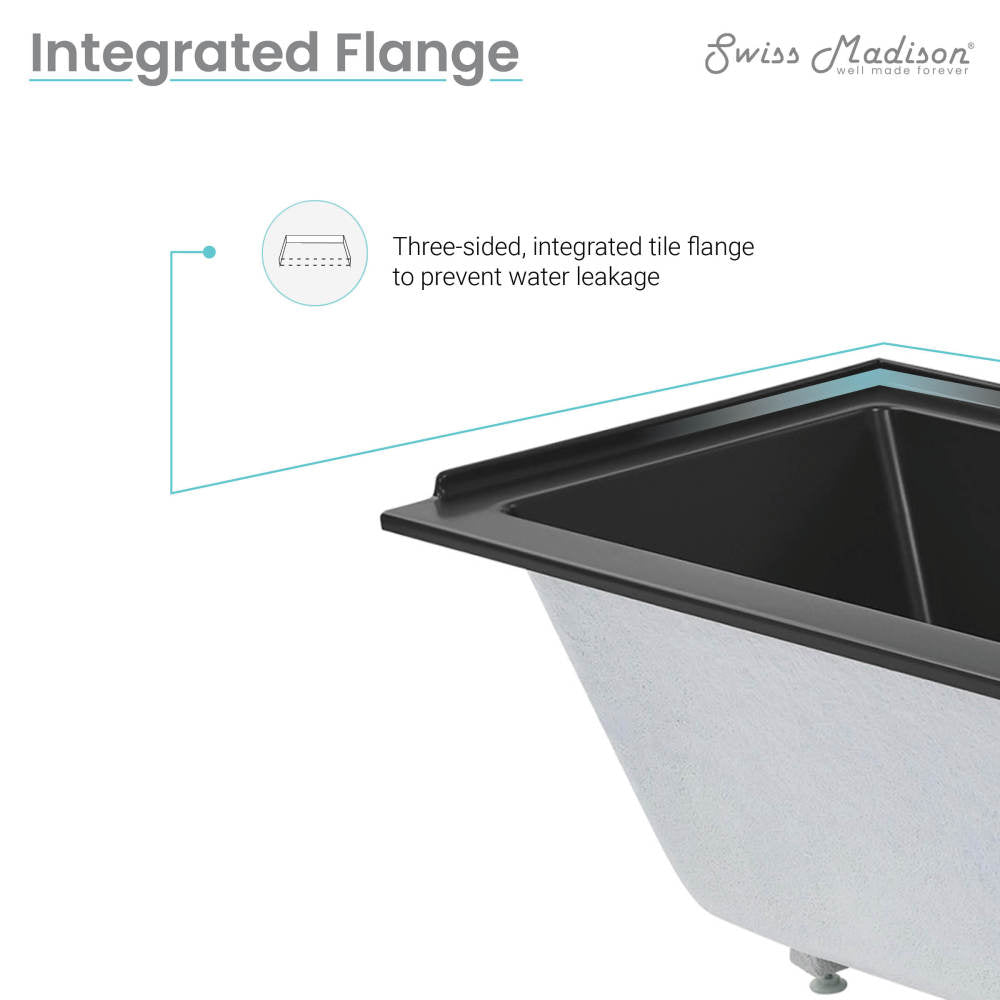 Swiss Madison Voltaire 60" x 30" Left-Hand Drain Alcove Bathtub in Matte Black