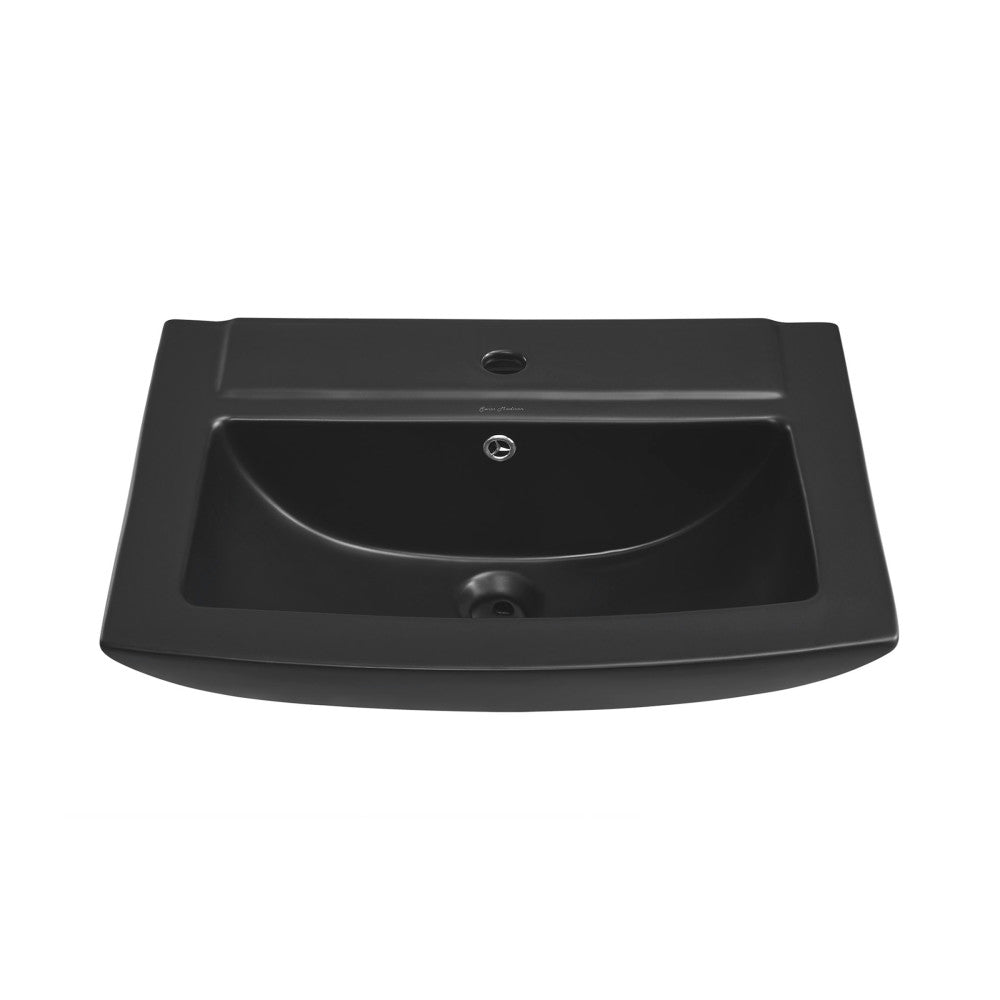 Swiss Madison Sublime Square Two-Piece Pedestal Sink in Matte Black