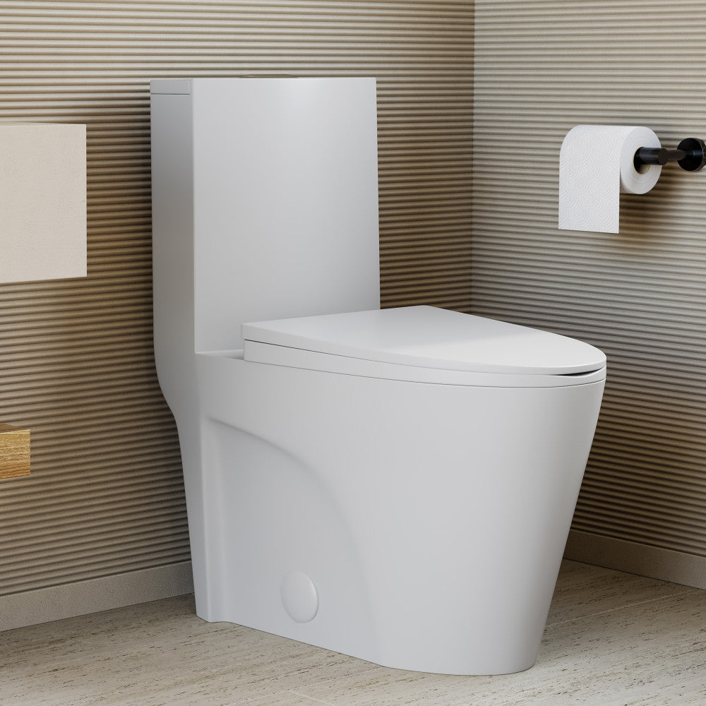 Swiss Madison St. Tropez One-Piece Elongated Toilet Vortex Dual-Flush in Matte White 1.1/1.6 gpf