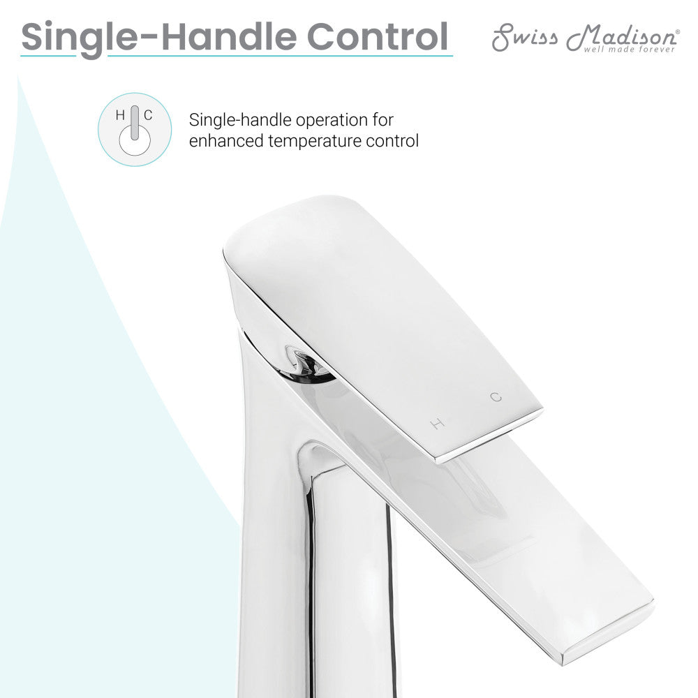 Swiss Madison Monaco Single Hole, Single-Handle, High Arc Bathroom Faucet in Chrome