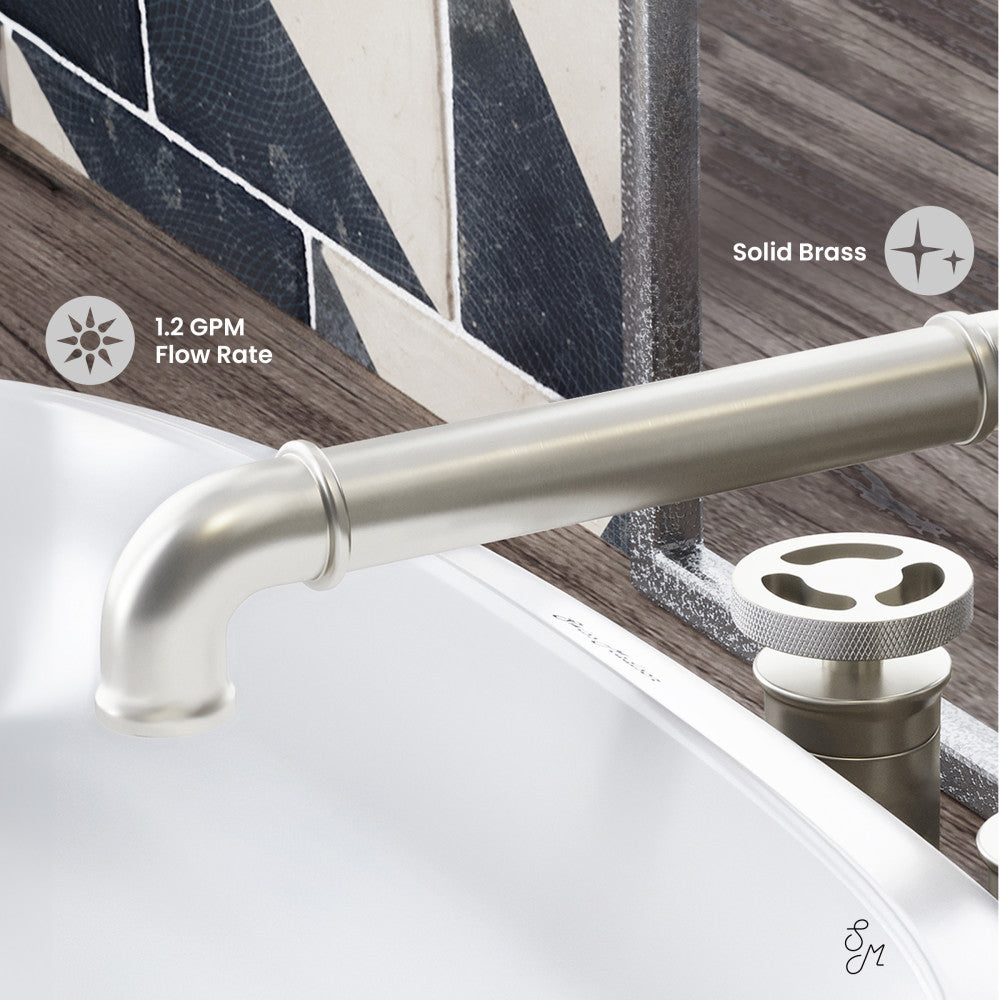 Swiss Madison Avallon 8 in. Widespread, 2-Handle Wheel, Bathroom Faucet in Brushed Nickel