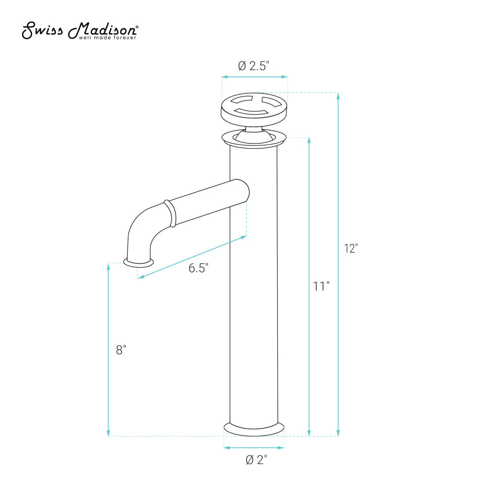 Swiss Madison Avallon Single Hole, Single-Handle Wheel, High Arc Bathroom Faucet in Brushed Nickel