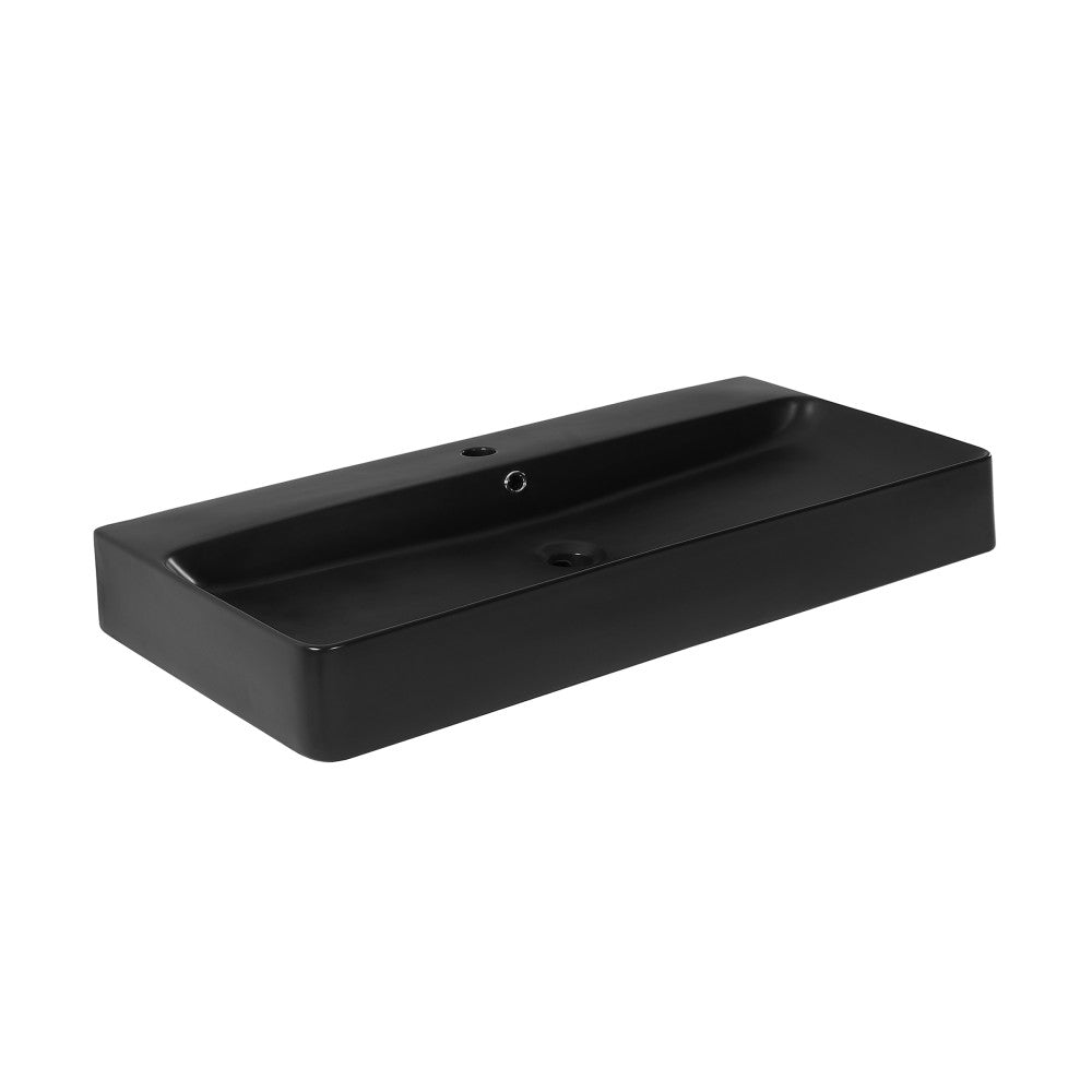 Swiss Madison Carre 36" Rectangle Wall-Mount Bathroom Sink in Matte Black