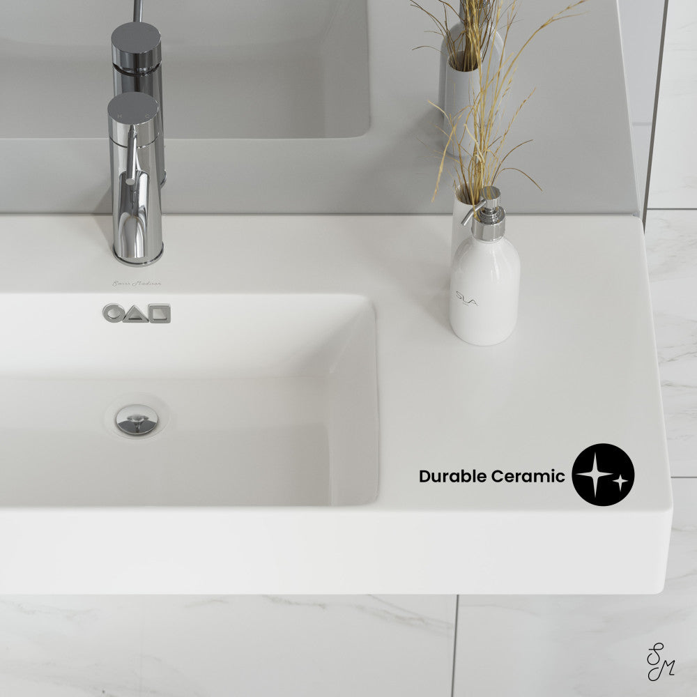 Swiss Madison St. Tropez 30" Rectangle Wall-Mounted Sink with Left Side Faucet Mount