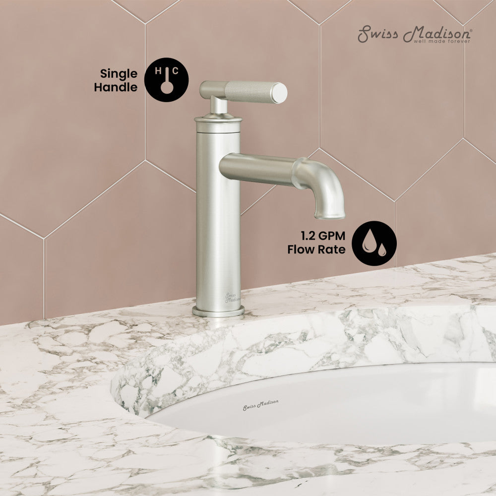 Swiss Madison Avallon Single Hole, Single-Handle Sleek, Bathroom Faucet in Brushed Nickel