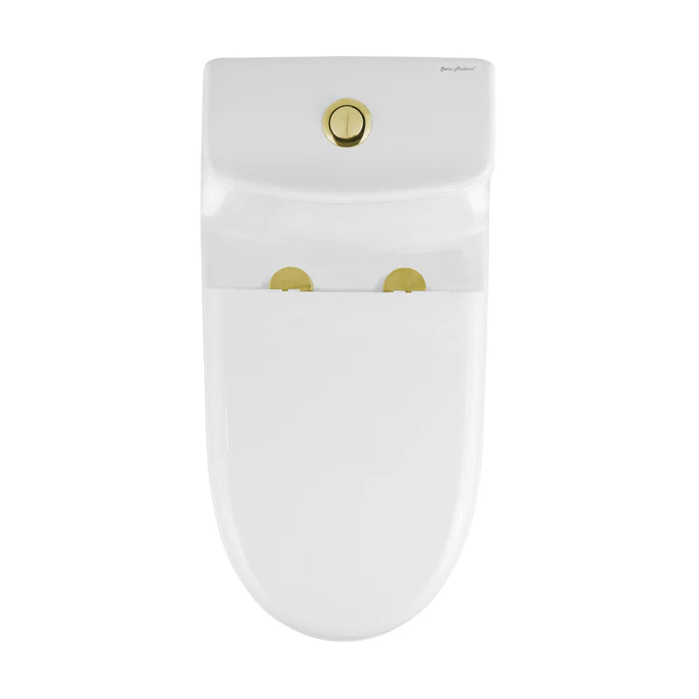 Swiss Madison Ivy One Piece Toilet Dual Vortex™ Flush, Brushed Gold Hardware 1.1/1.6 gpf