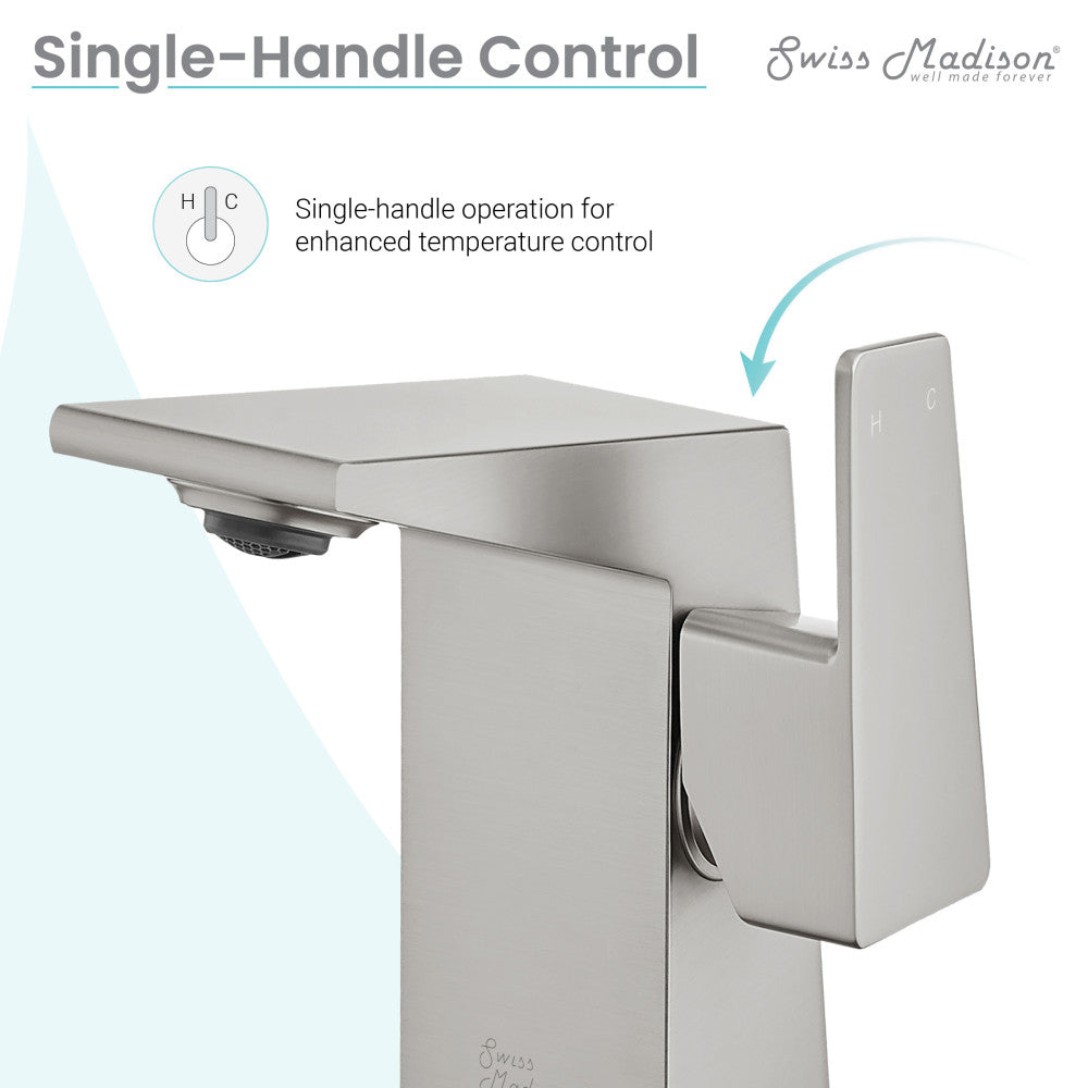 Swiss Madison Carre Single Hole, Single-Handle, Bathroom Faucet in Brushed Nickel