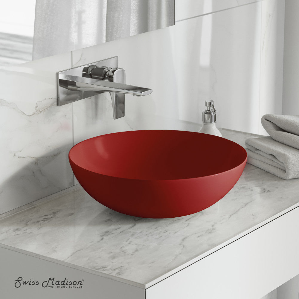 Swiss Madison Classe 16 Ceramic Sink in Matte Red