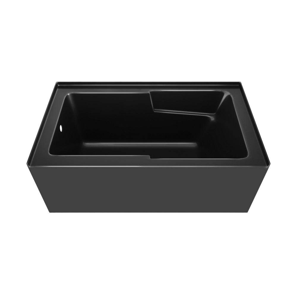 Swiss Madison Voltaire 54 x 30 Skirted Left Drain Soaking Alcove Bathtub in Glossy Black with Integrated Armrest