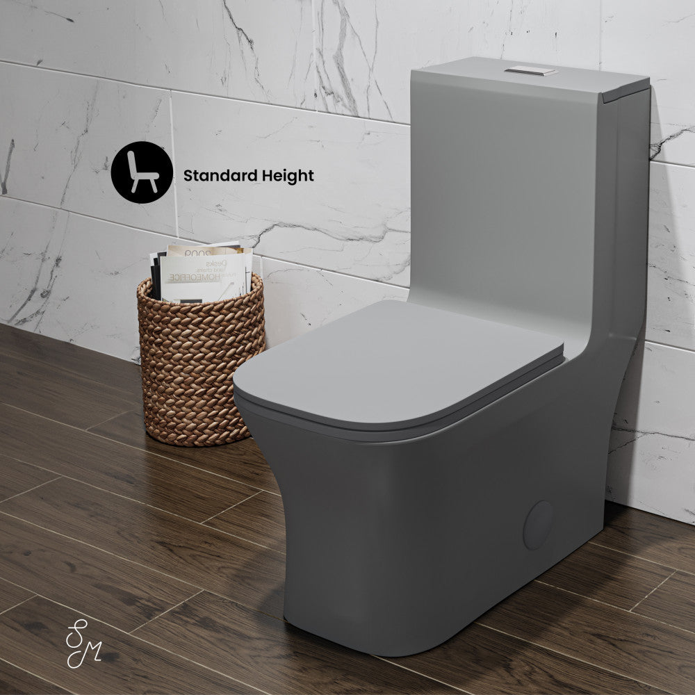 Swiss Madison Concorde One Piece Square Toilet Dual Flush in Matte Grey 1.1/1.6 gpf