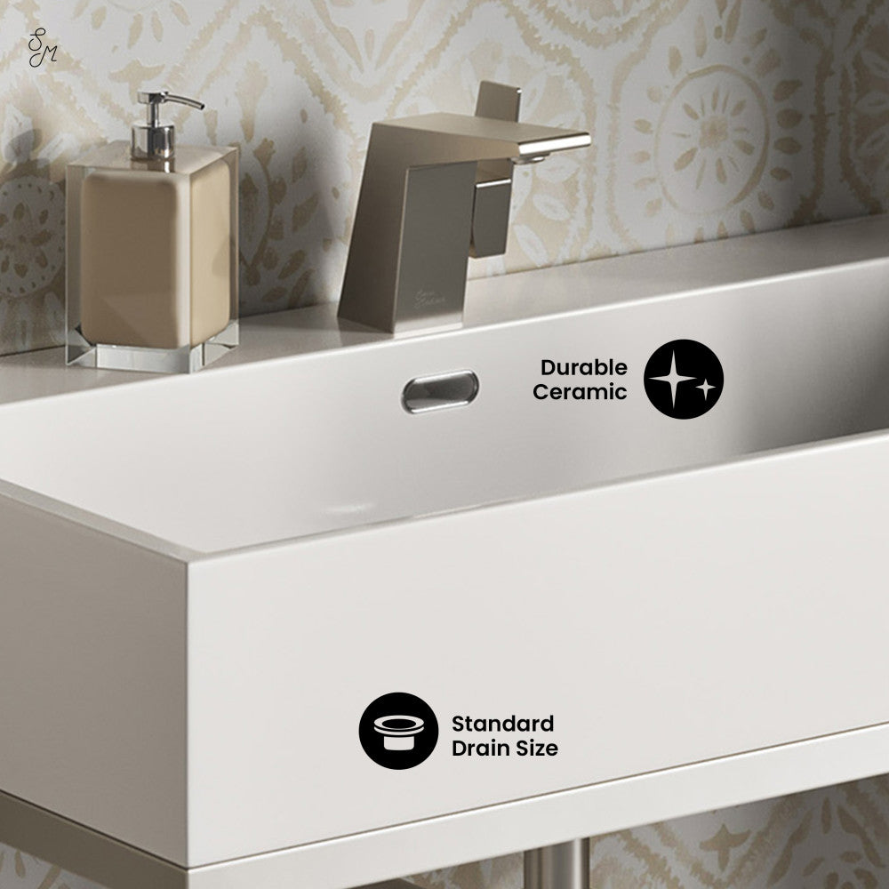 Swiss Madison Concorde 30" Rectangle Console Sink with Matte Silver Legs