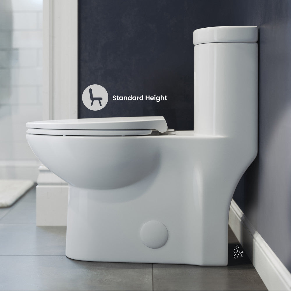 Swiss Madison Sublime One Piece Elongated Toilet Dual Flush, Brushed Gold Hardware 1.1/1.6 gpf