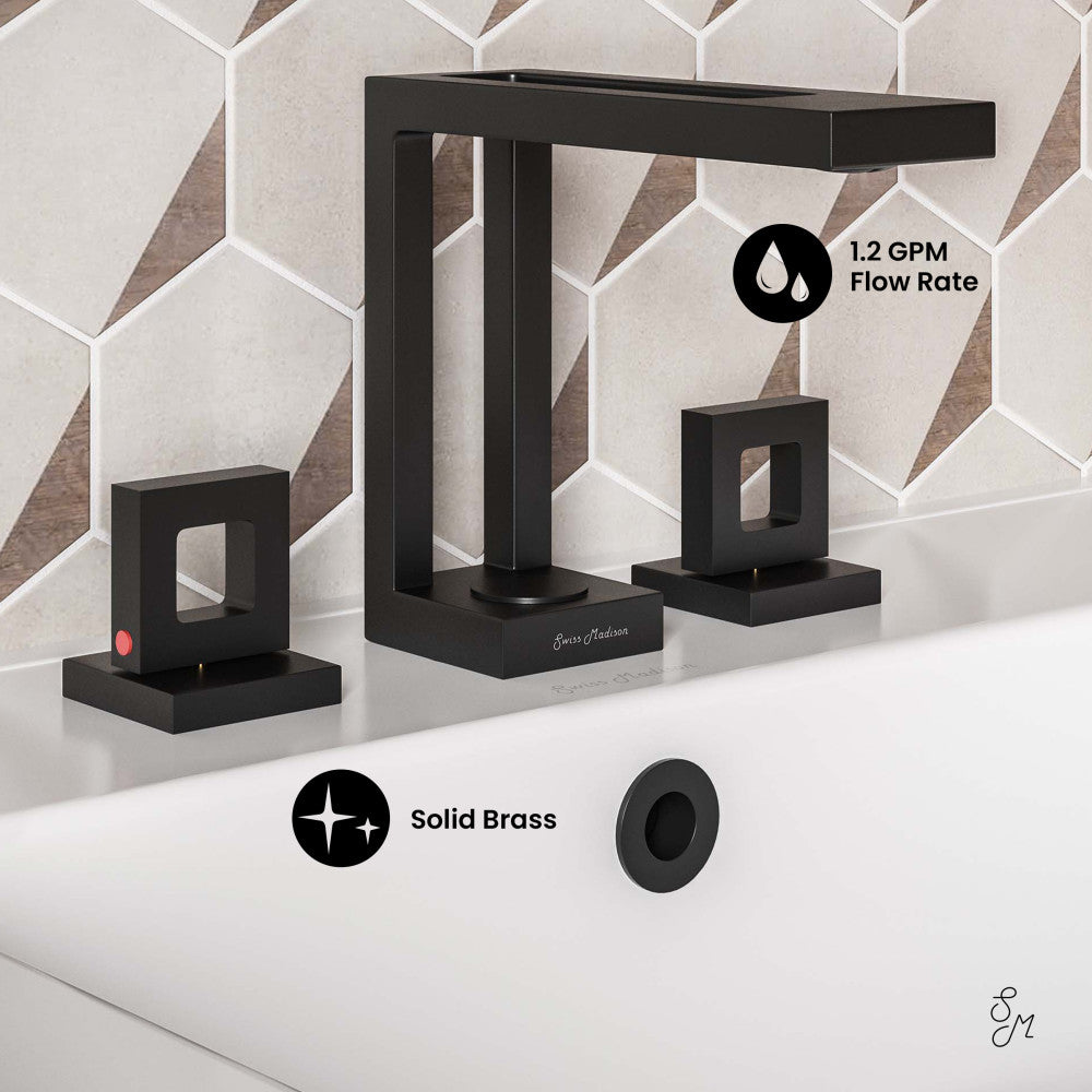 Swiss Madison Pierre Widespread, Double Handle, Bathroom Faucet in Matte Black