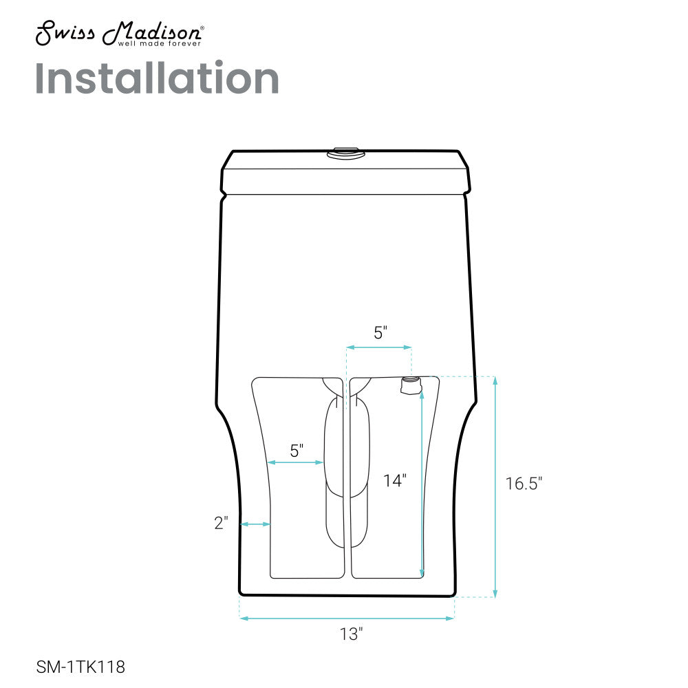 Swiss Madison Virage One Piece Elongated Toilet with Touchless Retrofit Dual Flush 1.1/1.6 gpf