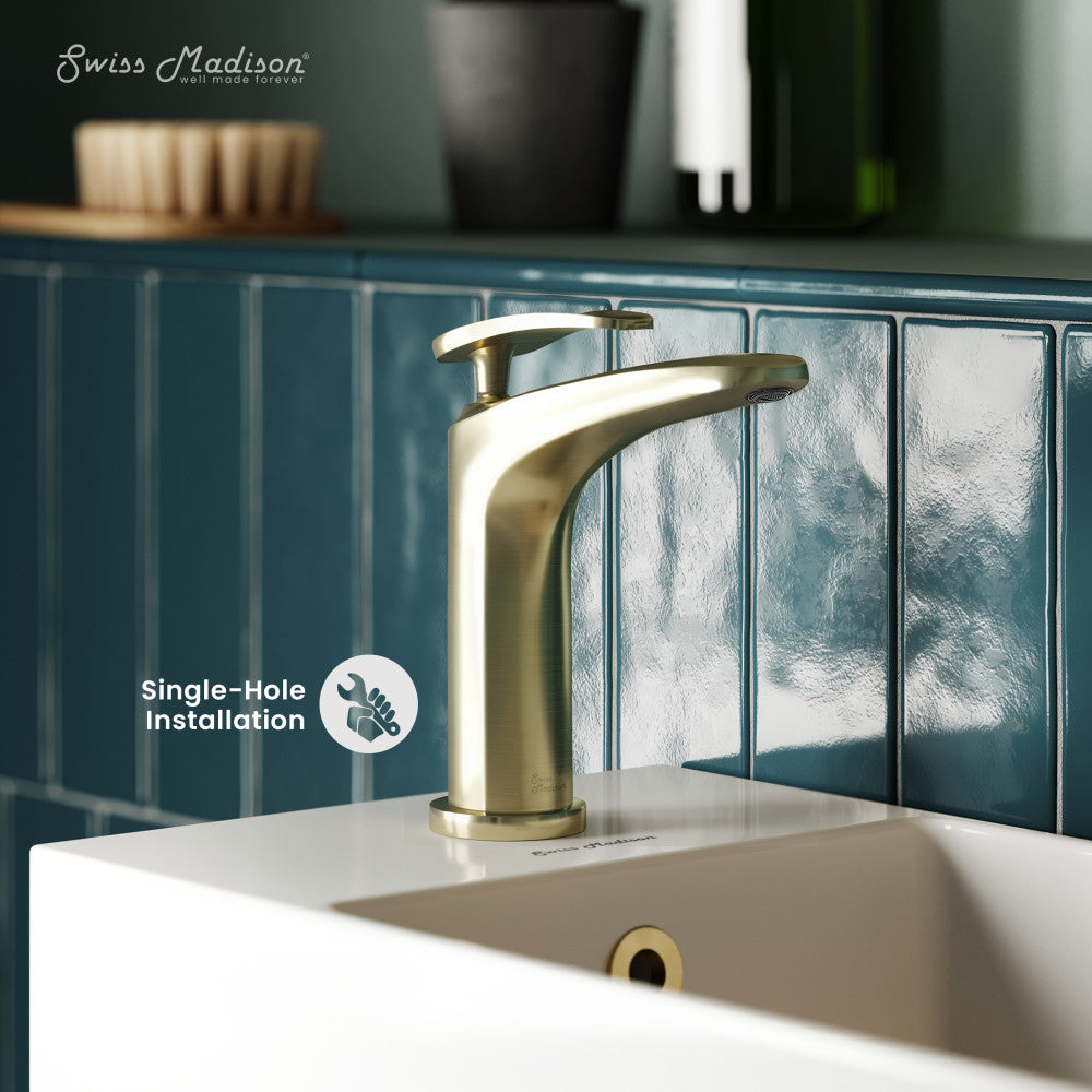 Swiss Madison Sublime Single Hole, Single-Handle, Bathroom Faucet in Brushed Gold