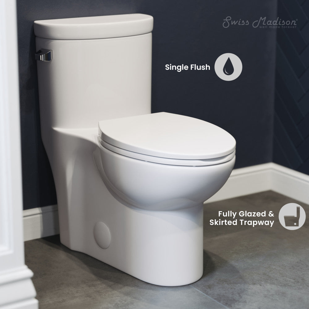 Swiss Madison Sublime One-Piece Elongated Left Side Flush Handle Toilet 1.28 gpf
