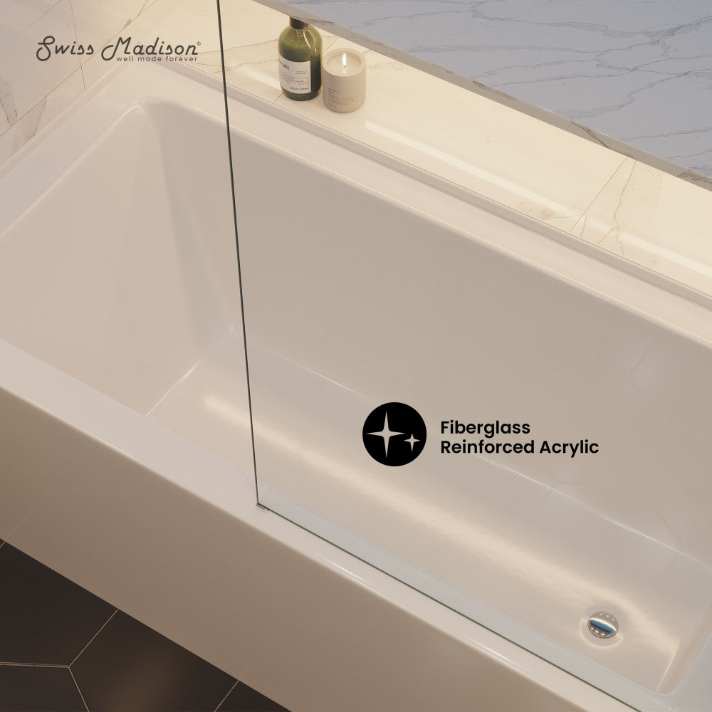 Swiss Madison Voltaire 60 x 30 Skirted Right Drain Soaking Apron Bathtub in Glossy White
