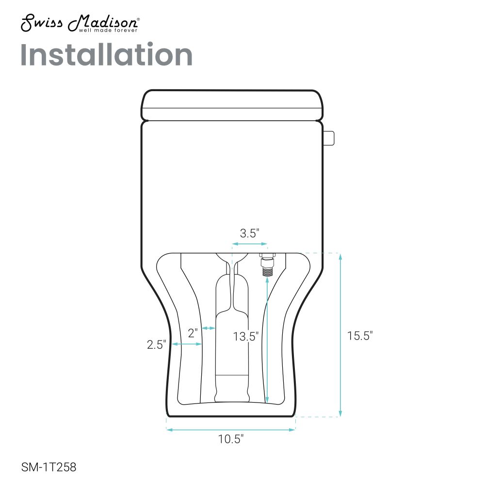 Swiss Madison Carre One-Piece Square Toilet Left Side Flush Handle Toilet 1.28 gpf