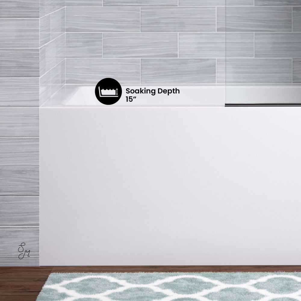 Swiss Madison Voltaire 54 x 30 Skirted Right Drain Soaking Alcove Bathtub in Glossy White