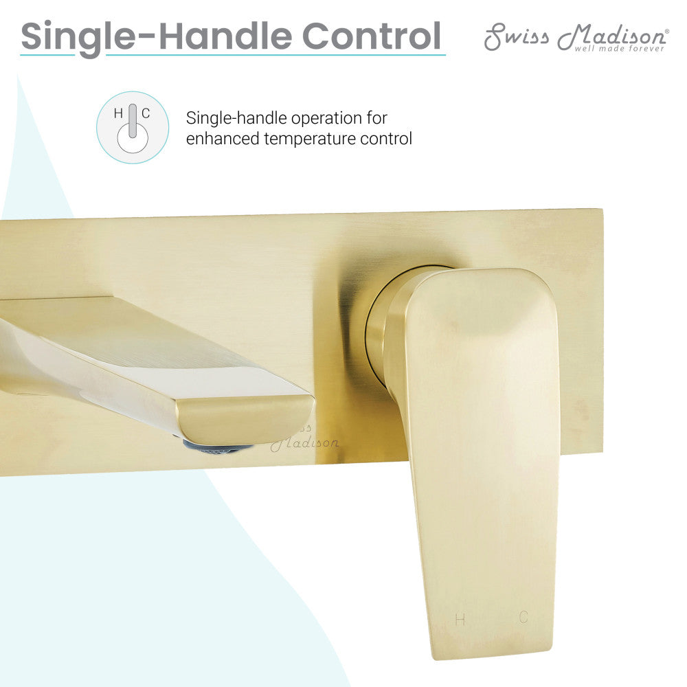 Swiss Madison Monaco Single-Handle, Wall-Mount, Bathroom Faucet in Brushed Gold