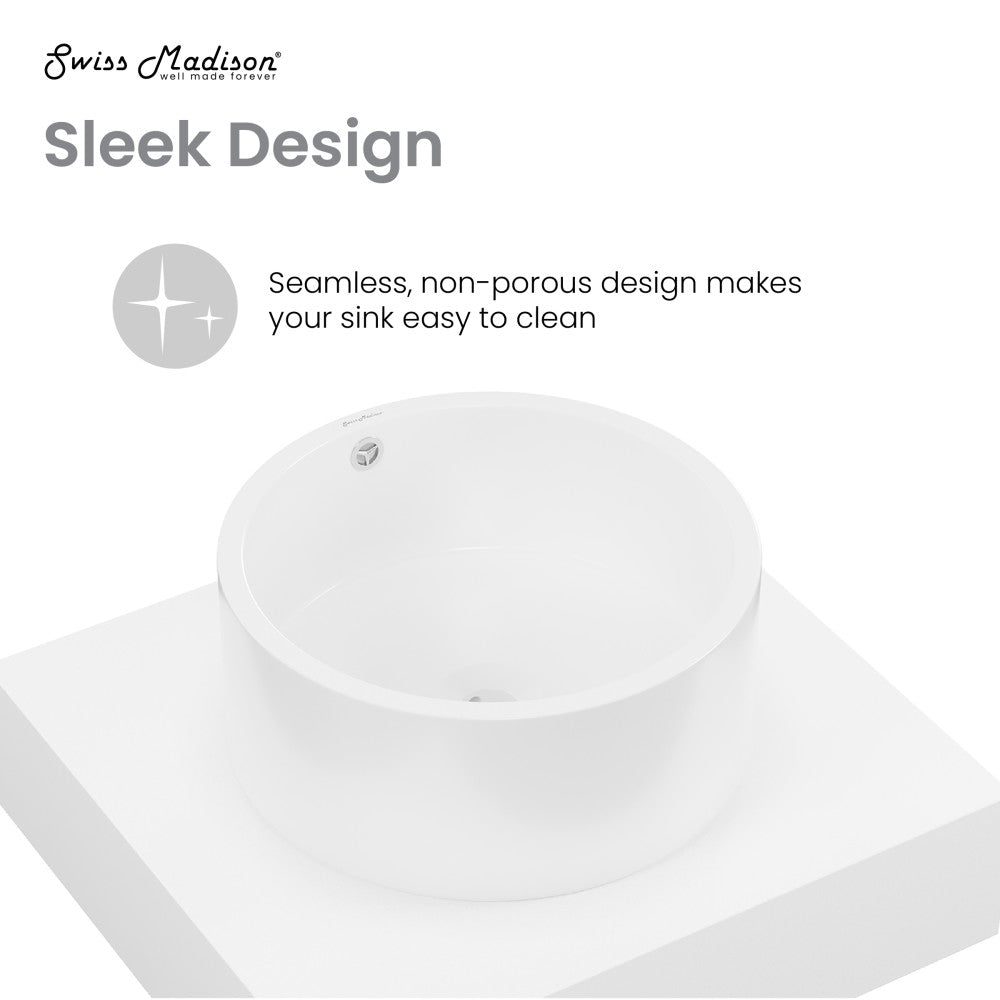 Swiss Madison Monaco 24" Floating Bathroom Shelf with Vessel Sink in Glossy White
