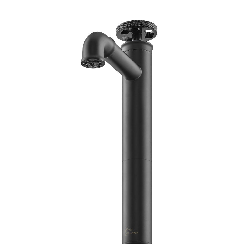 Swiss Madison Avallon Single Hole, Single-Handle Wheel, High Arc Bathroom Faucet in Matte Black