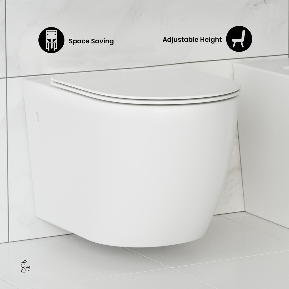 Swiss Madison St. Tropez Wall hung Toilet Bowl, Black Hardware