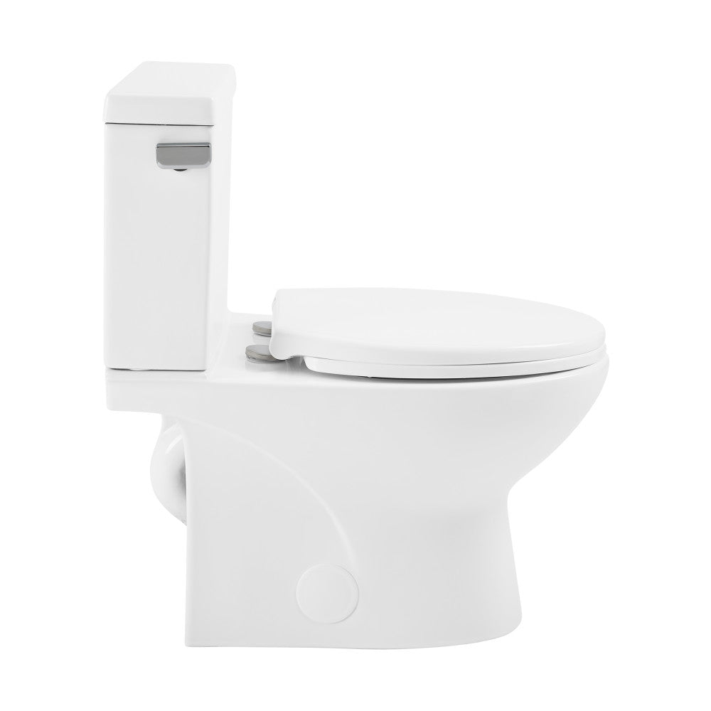 Swiss Madison Cache Two-Piece Elongated Toilet Left Side Flush Handle Toilet 1.28 gpf