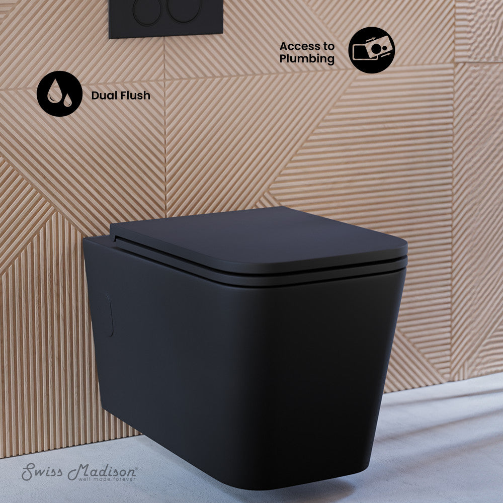 Swiss Madison Concorde Wall Hung Toilet Bowl, Matte Black