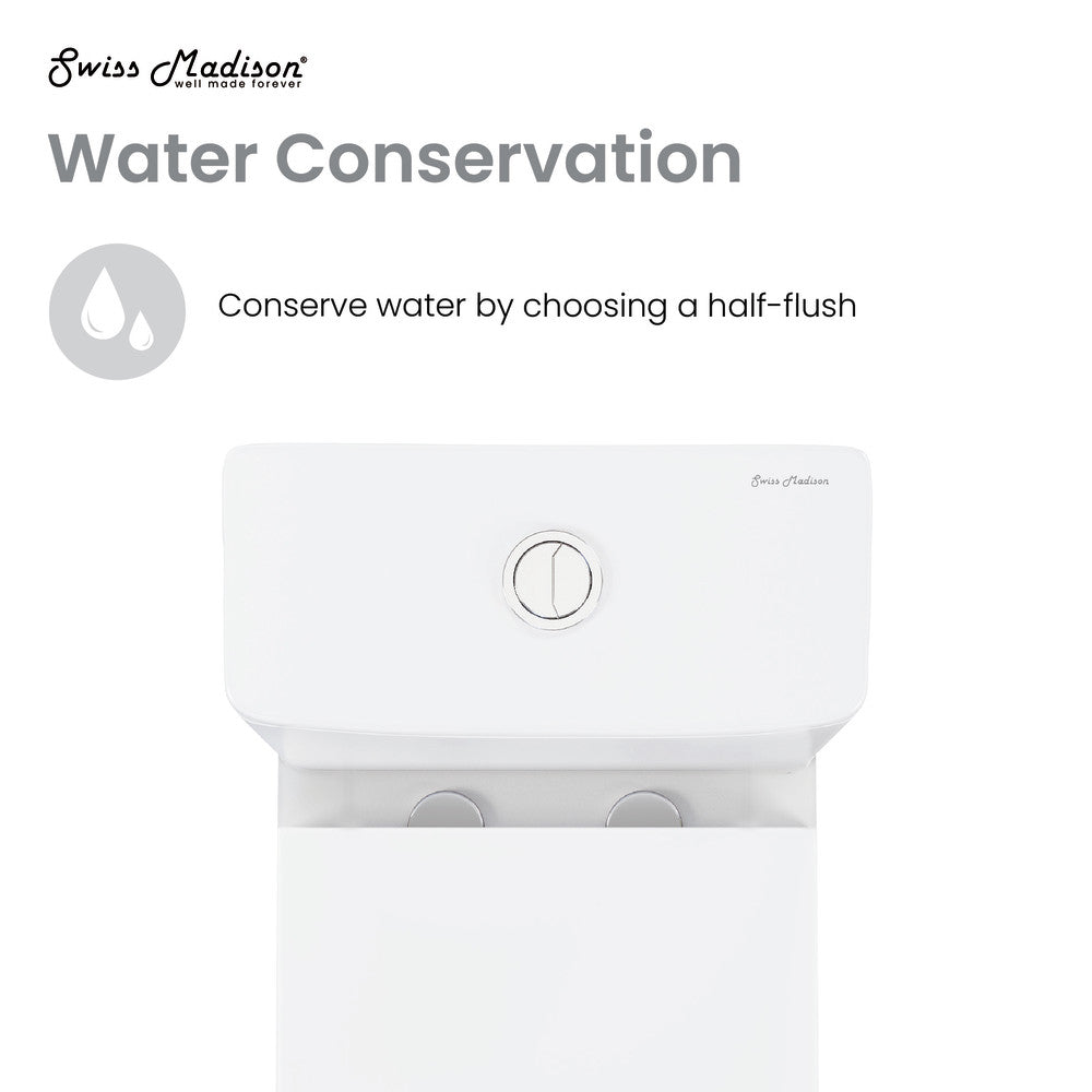 Swiss Madison Carre One Piece Square Toilet Dual Flush 1.1/1.6 gpf in Matte White