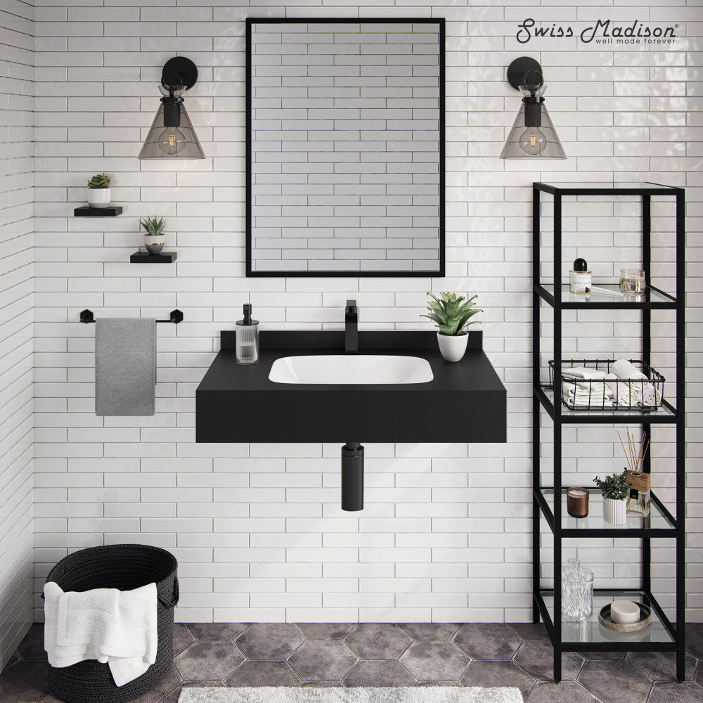Swiss Madison Avancer 36'' Wall Mount Sink In Black Marquina
