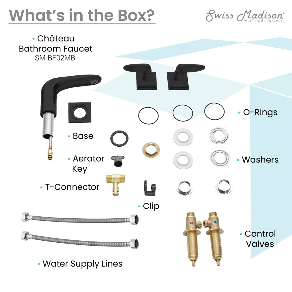 Swiss Madison Chateau 8 in. Widespread, 2-Handle, Bathroom Faucet in Matte Black