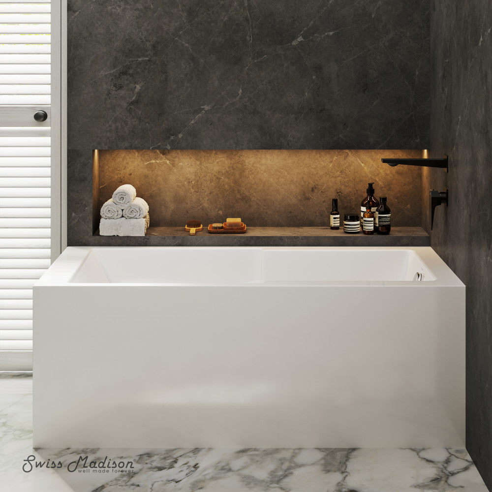 Swiss Madison Claire 60" x 32" Right-Hand Drain Drain Alcove Tub with Corner Apron