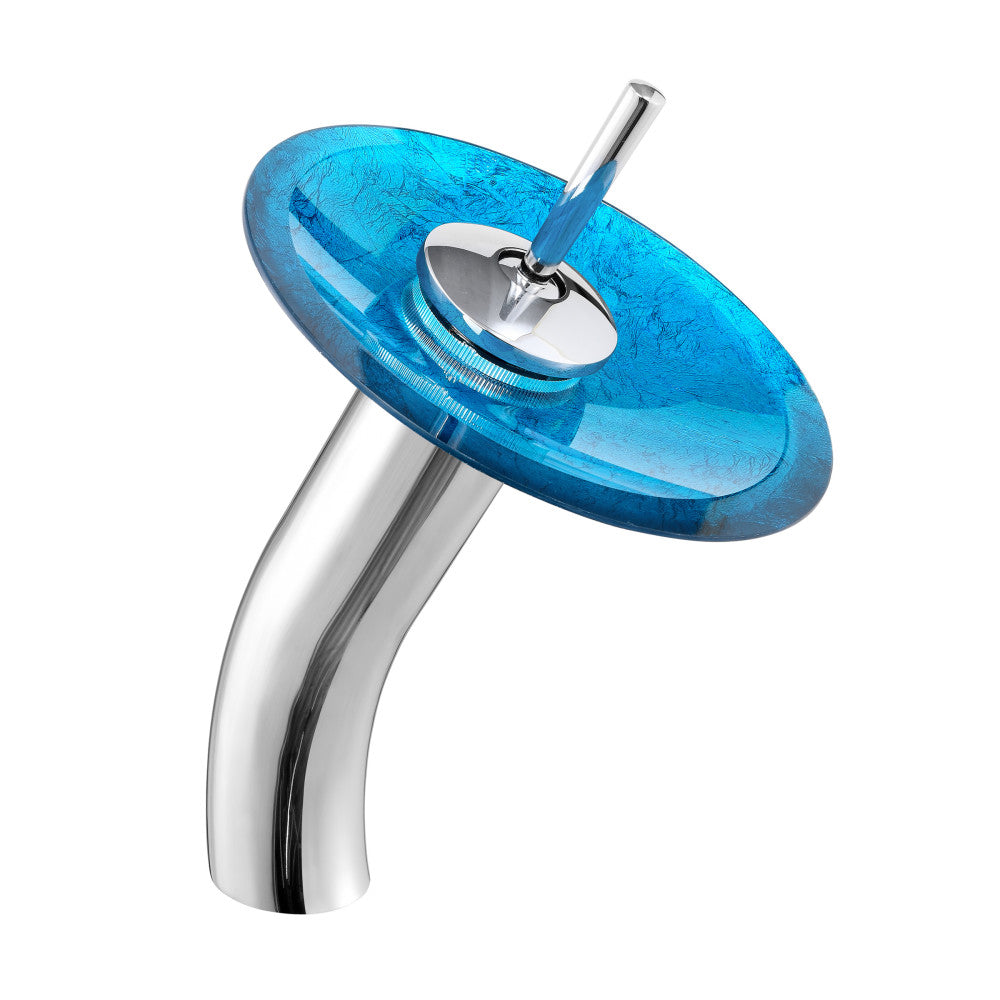 Swiss Madison Cascade Rectangular Glass Vessel Sink with Faucet, Ocean Blue