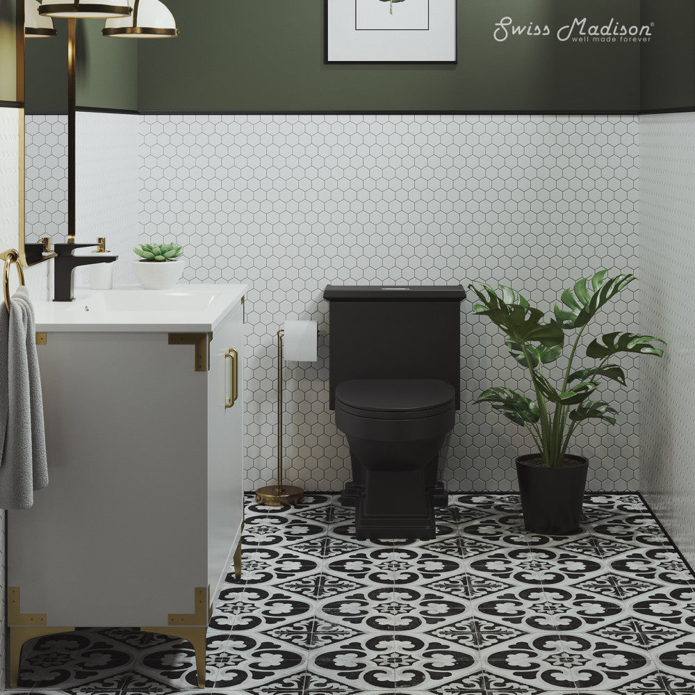 Swiss Madison Voltaire One-Piece Elongated Toilet Dual-Flush 1.1/1.6 gpf in Matte Black