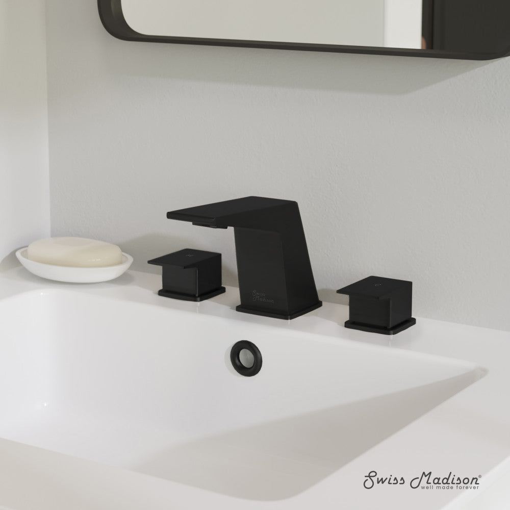 Swiss Madison Carre 8 in. Widespread, 2-Handle, Bathroom Faucet in Matte Black