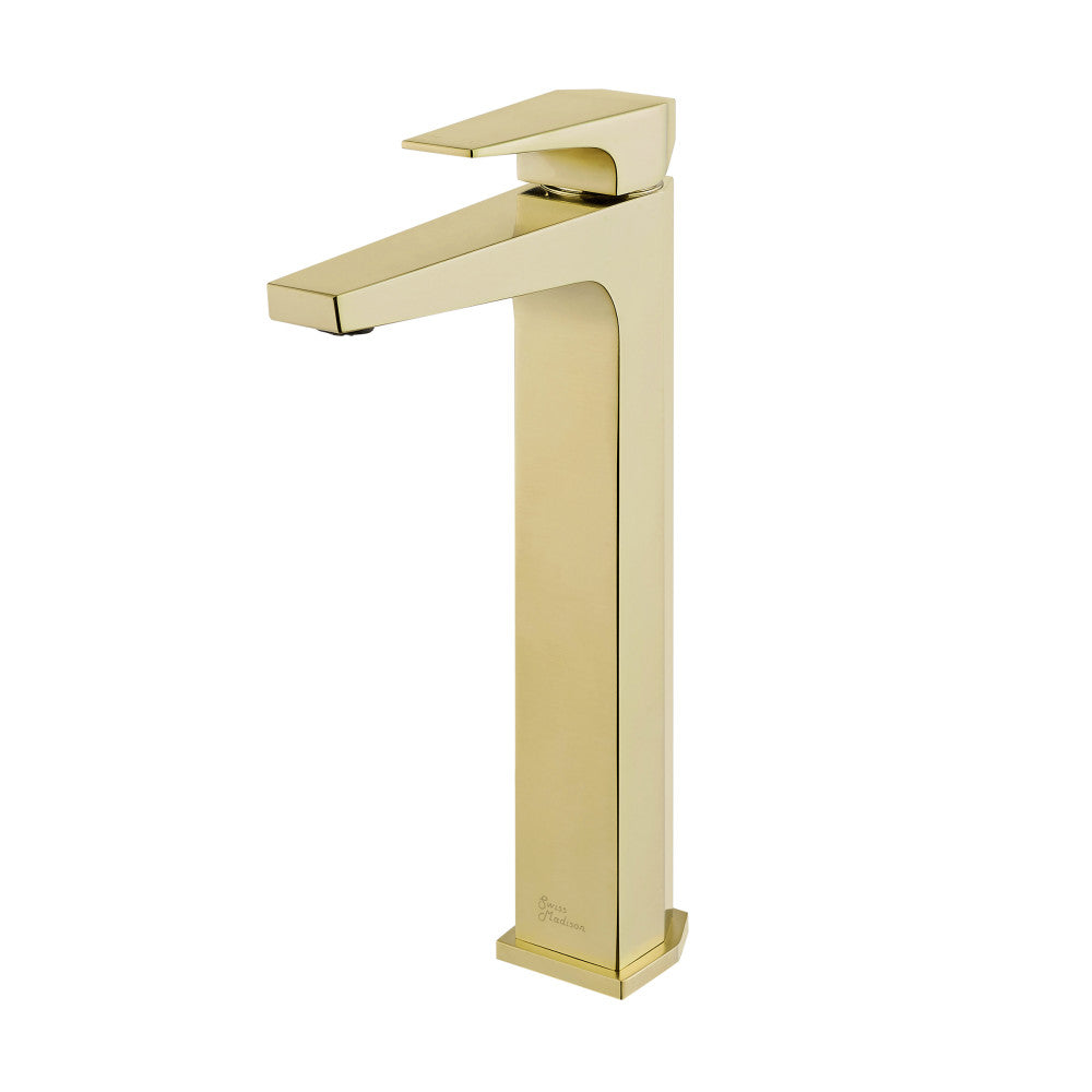 Swiss Madison Voltaire Single Hole, Single-Handle, High Arc Bathroom Faucet in Brushed Gold