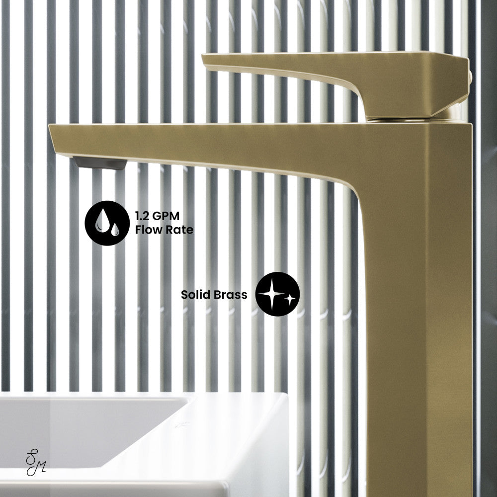 Swiss Madison Voltaire Single Hole, Single-Handle, High Arc Bathroom Faucet in Brushed Gold