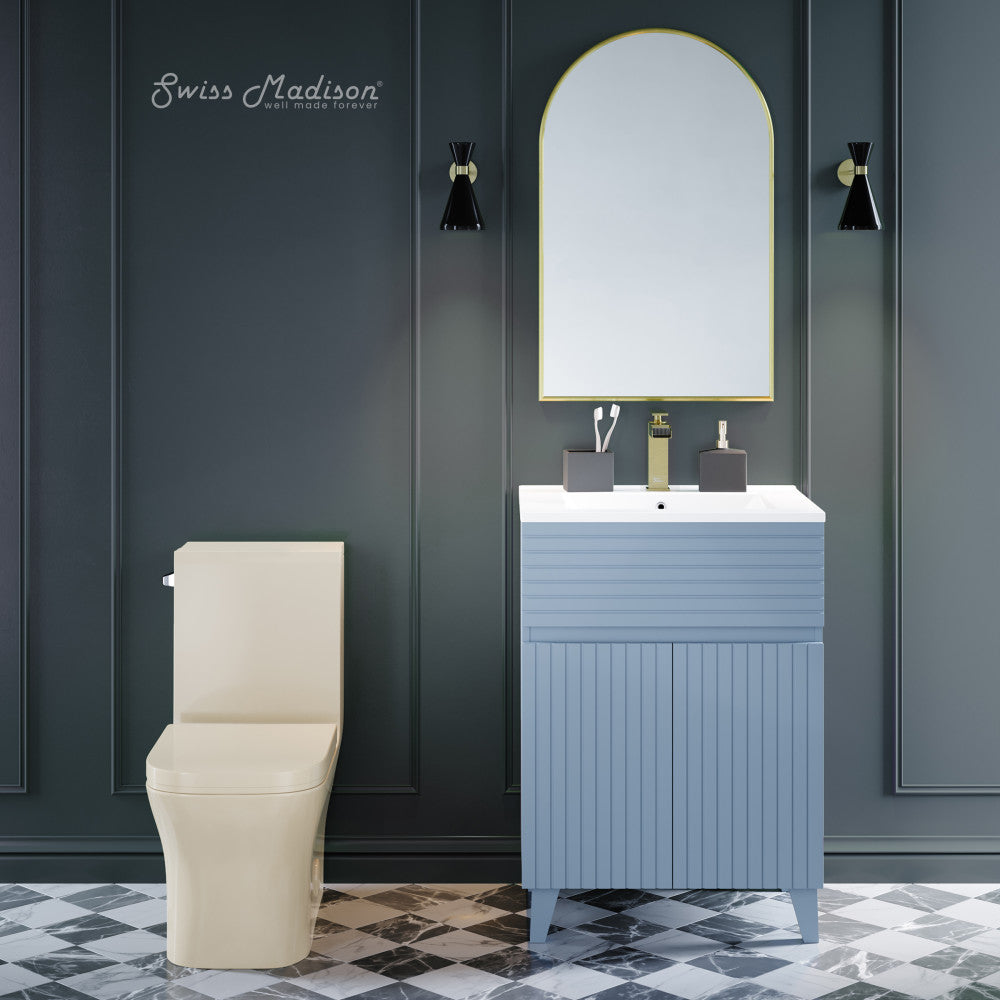 Swiss Madison Concorde One Piece Square Left Side Flush Handle Toilet 1.28 gpf in Bisque