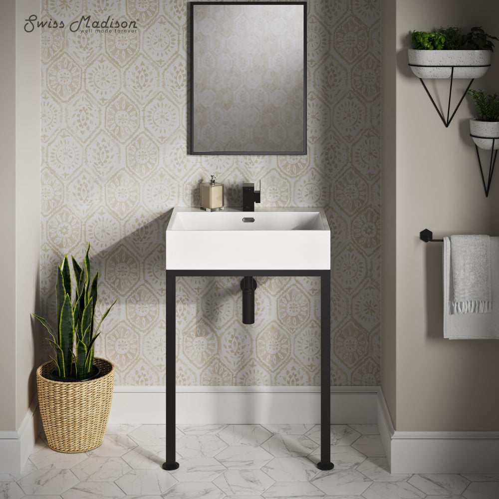 Swiss Madison Concorde 24" Rectangle Console Sink with Matte Black Legs