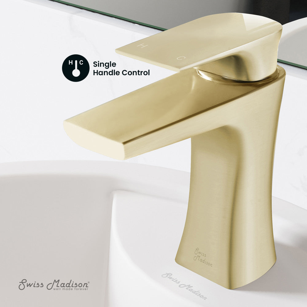 Swiss Madison Monaco Single Hole, Single-Handle, Bathroom Faucet in Brushed Gold