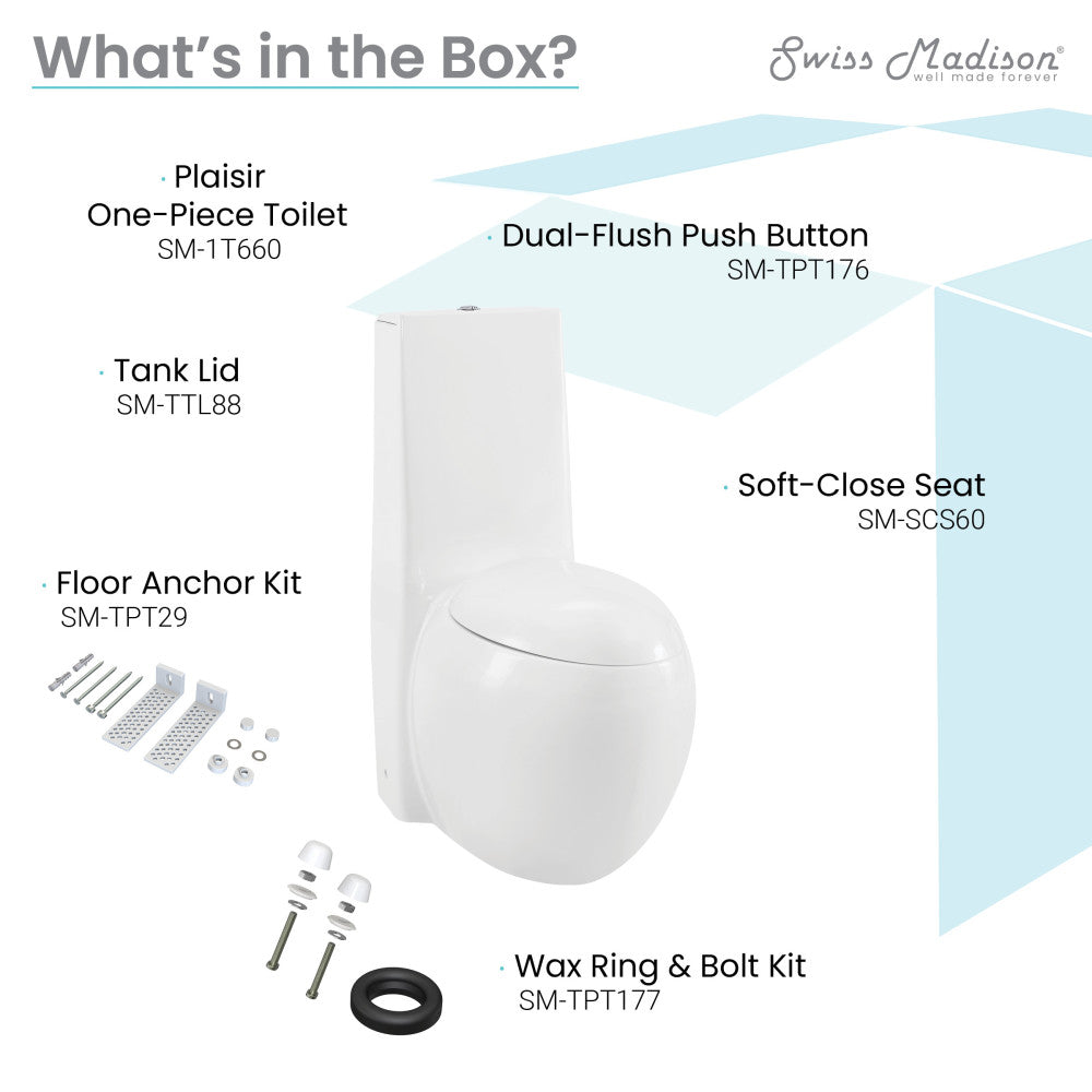 Swiss Madison Plaisir One-Piece Elongated Toilet Dual-Flush 1.1/1.6 gpf