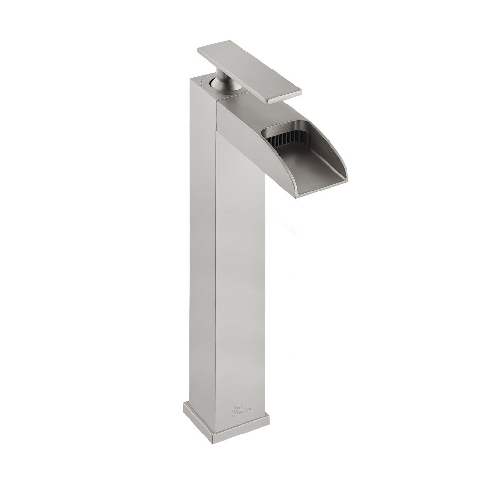 Swiss Madison Concorde Single Hole, Single-Handle, High Arc Waterfall, Bathroom Faucet in Brushed Nickel