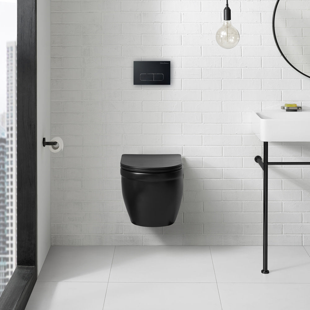 Swiss Madison Ivy Wall-Hung Elongated Toilet Bowl in Matte Black