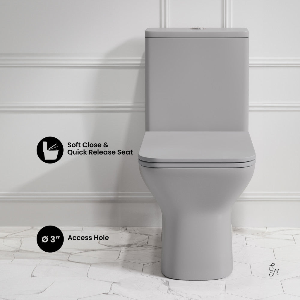 Swiss Madison Carre One-Piece Square Toilet Dual-Flush in Matte Grey1.1/1.6 gpf