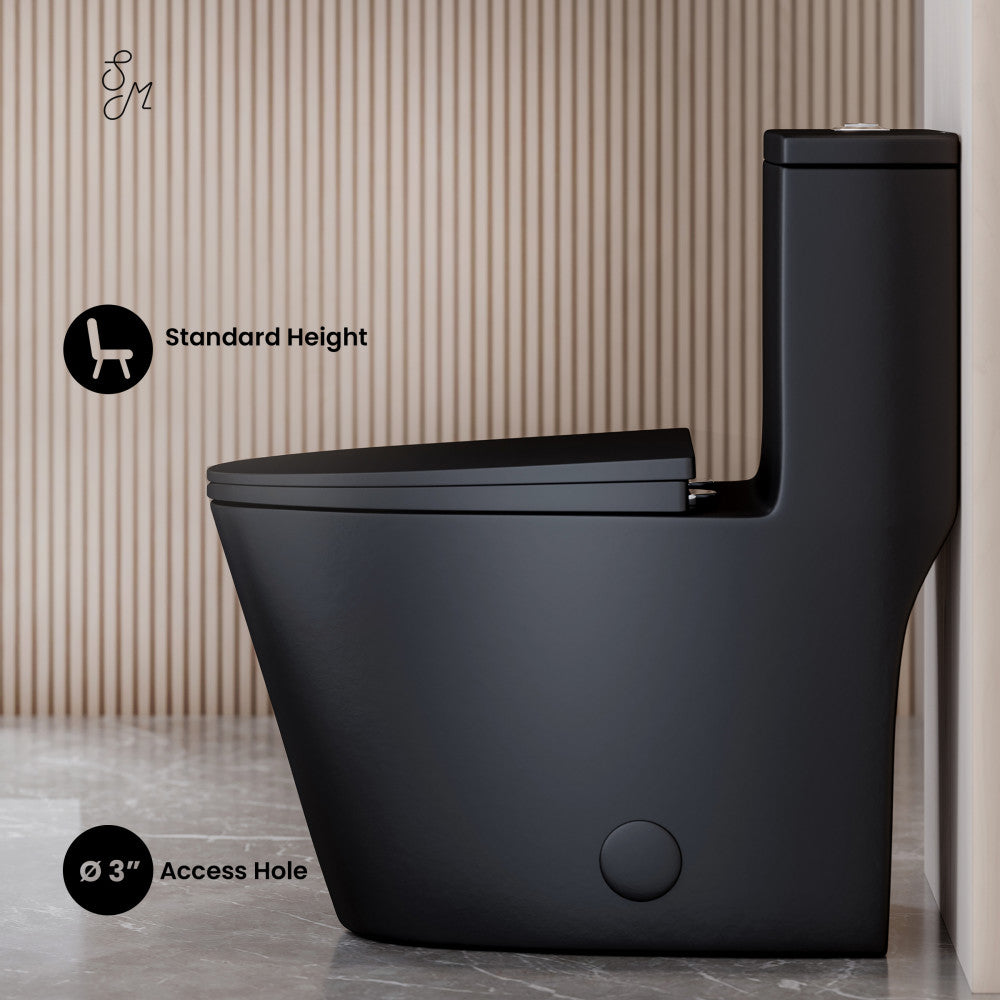 Swiss Madison Dreux One Piece Elongated Dual Flush Toilet with 0.95/1.26 GPF in Matte Black
