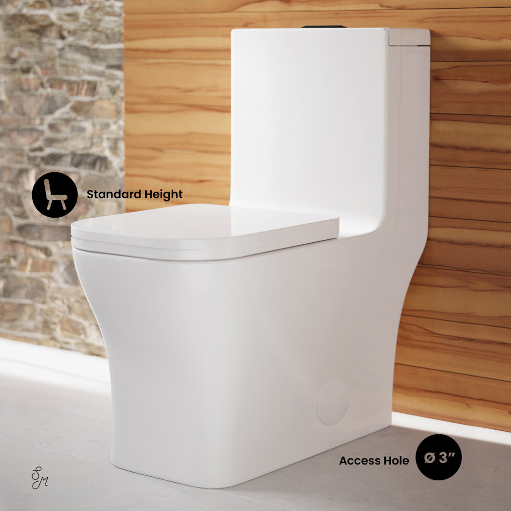 Swiss Madison Concorde One Piece Square Toilet Dual Flush, Black Hardware 1.1/1.6 gpf