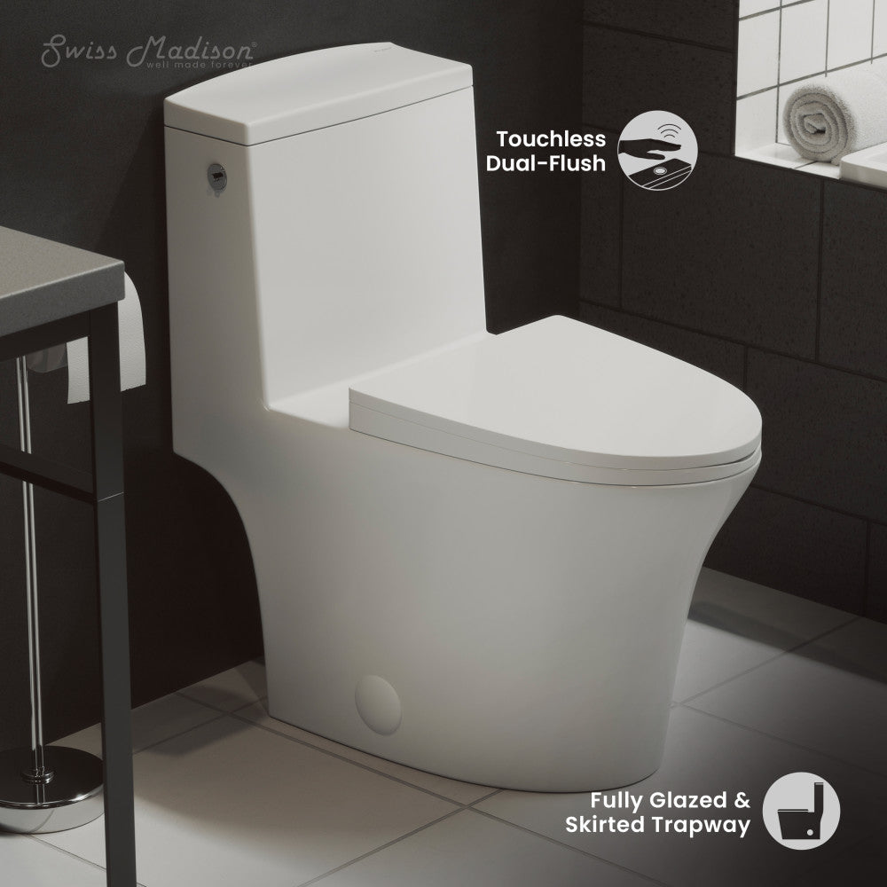 Swiss Madison Hugo One-Piece Elongated Toilet Dual-Flush 1.1/1.6 gpf, Touchless