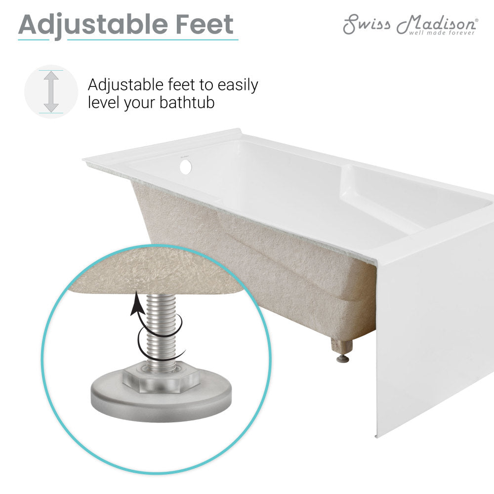 Swiss Madison Claire 60" x 32" Left-Hand Drain Drain Alcove Tub with Corner Apron