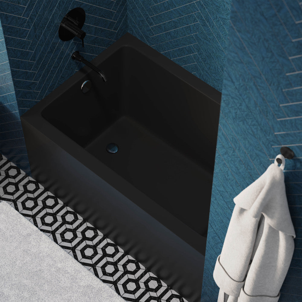 Swiss Madison Voltaire 48" x 32" Left-Hand Drain Alcove Bathtub with Apron in Matte Black